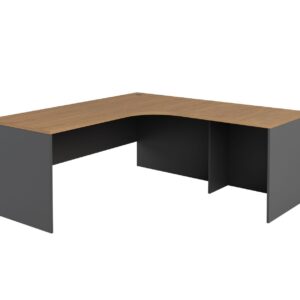GP Office Radial Workstation with Return – Regal Walnut with Charcoal - Right